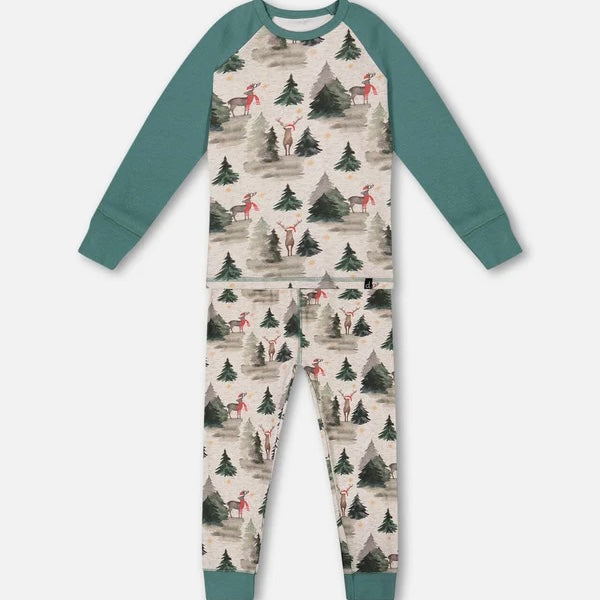 Deux Par Deux Kids 2pce Christmas Reindeer Pajamas